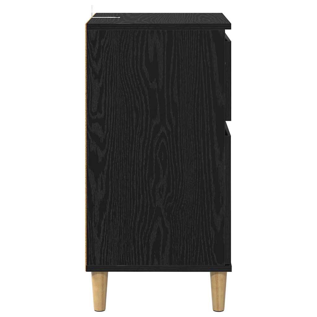 vidaXL Κομοδίνο 2 pcs Μαύρη Οξυά 40 x 35 x 70 εκ. Επεξεργασμένο ξύλο