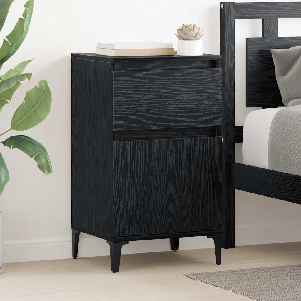 vidaXL Κομοδίνο 2 pcs Μαύρη Οξυά 40 x 35 x 70 εκ. Επεξεργασμένο ξύλο
