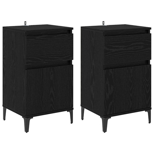 vidaXL Κομοδίνο 2 pcs Μαύρη Οξυά 40 x 35 x 70 εκ. Επεξεργασμένο ξύλο