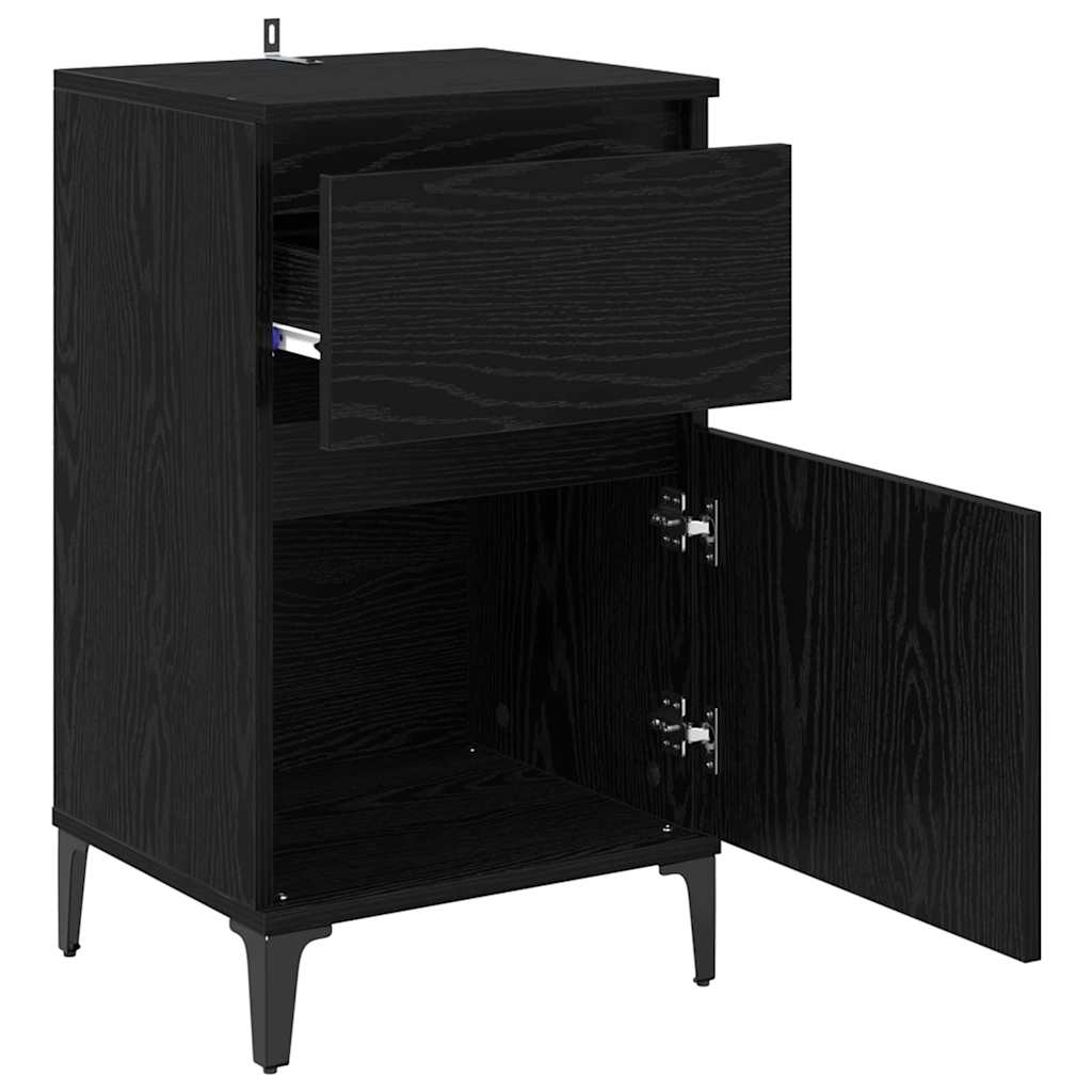 vidaXL Κομοδίνο 2 pcs Μαύρη Οξυά 40 x 35 x 70 εκ. Επεξεργασμένο ξύλο