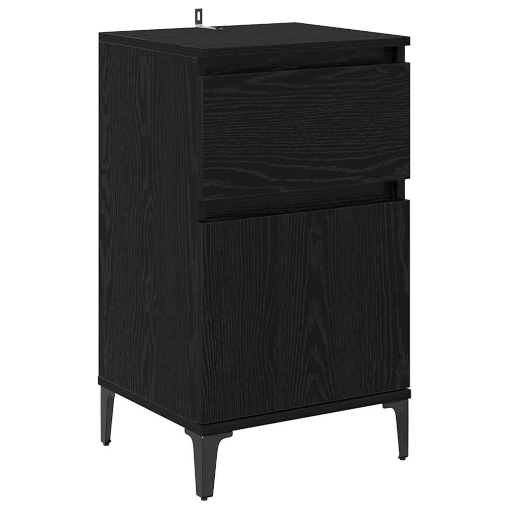 vidaXL Κομοδίνο 2 pcs Μαύρη Οξυά 40 x 35 x 70 εκ. Επεξεργασμένο ξύλο