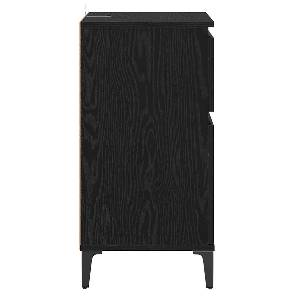 vidaXL Κομοδίνο 2 pcs Μαύρη Οξυά 40 x 35 x 70 εκ. Επεξεργασμένο ξύλο