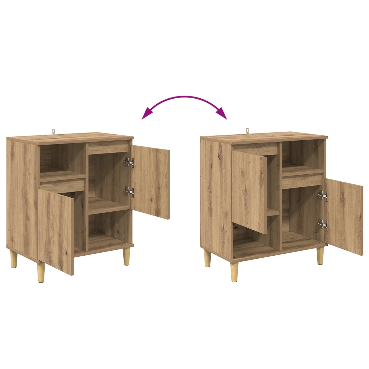 vidaXL Πλαϊνό γραφείο artisan δρυς 35 x 60 x 70 εκ Επεξεργασμένο ξύλο