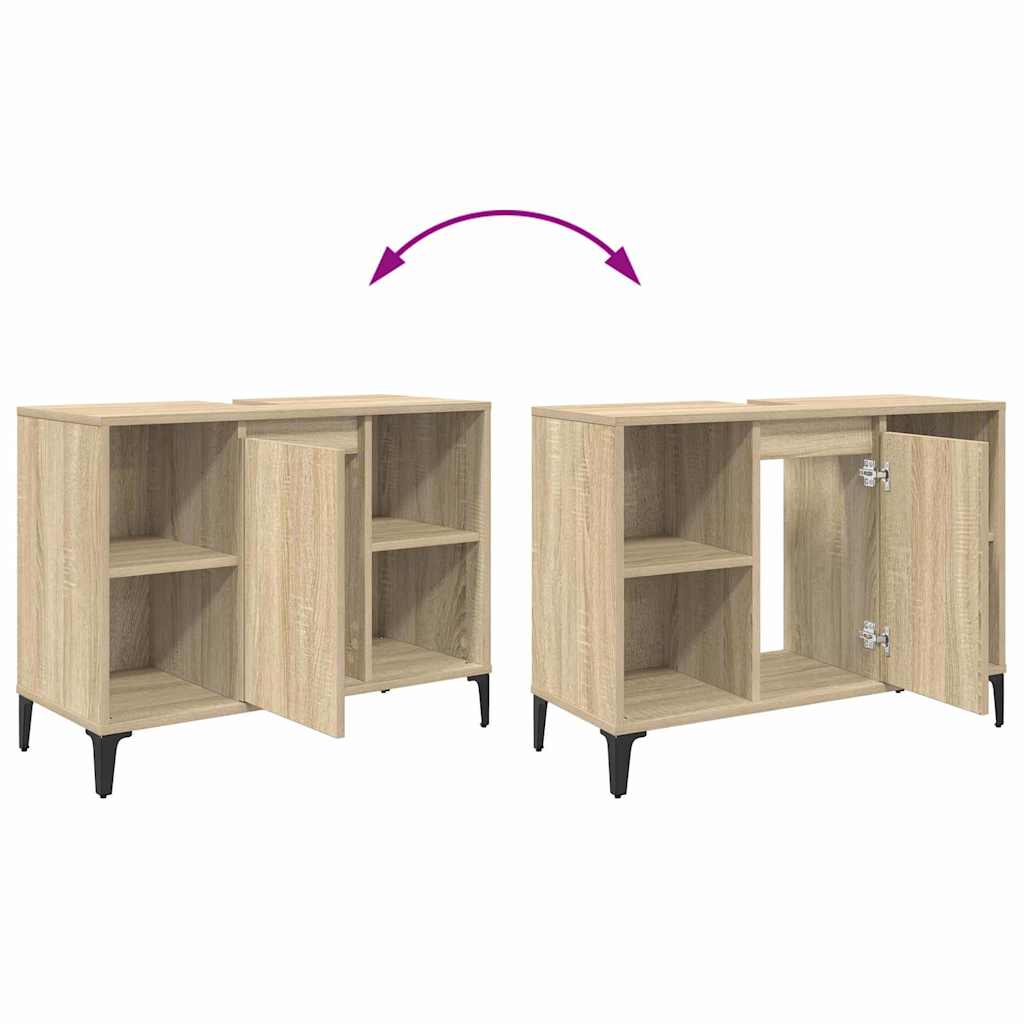 vidaXL Ντουλάπι νιπτήρα με ράφι με πόρτα Δρύς Sonoma 80 x 33 x 60 εκ