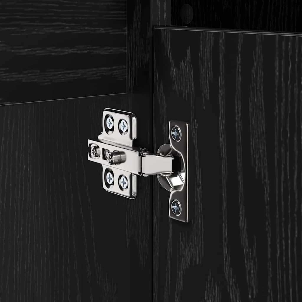 vidaXL Ντουλάπι νιπτήρα με ράφι με πόρτα Μαύρη Οξυά 80 x 33 x 60 εκ