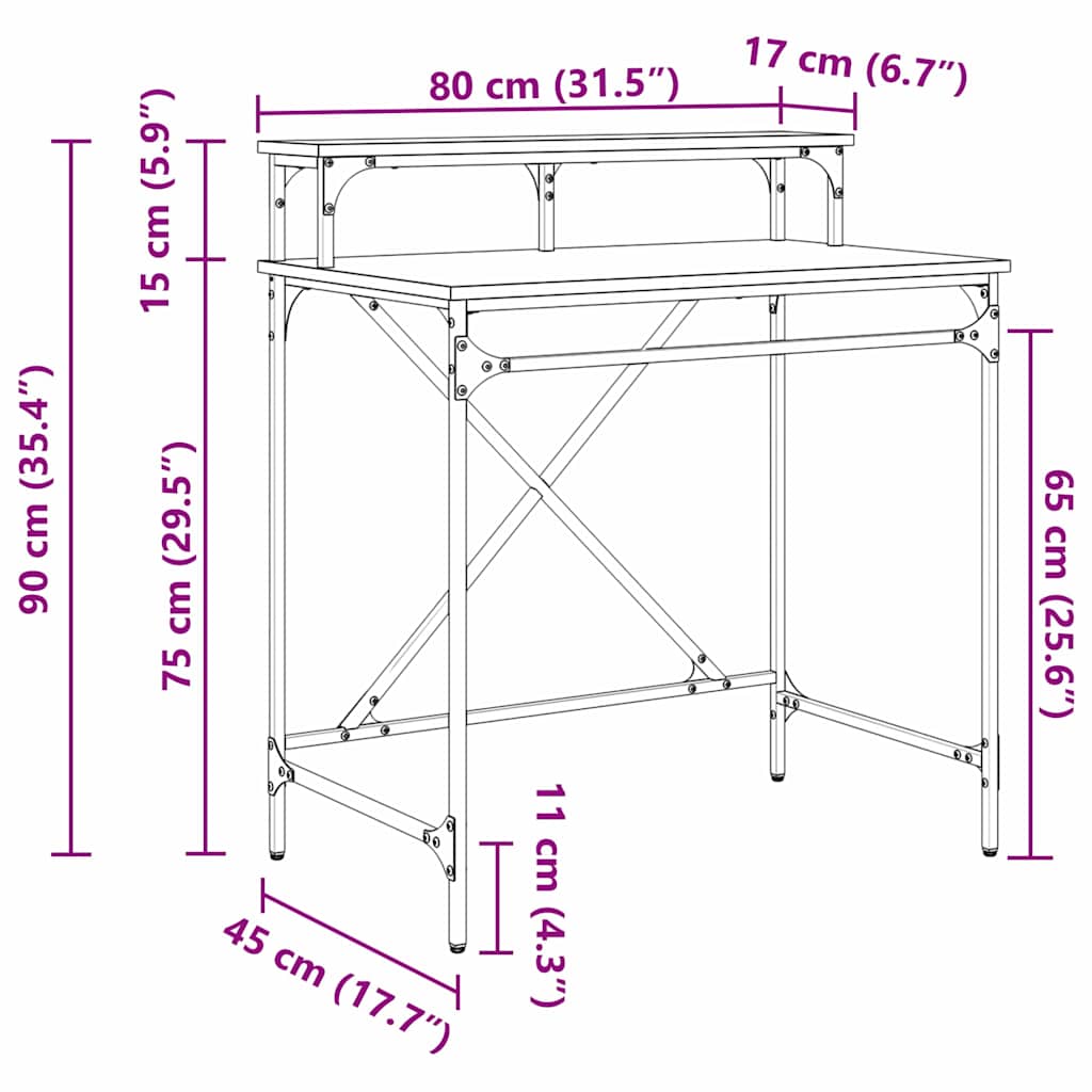 vidaXL Γραφείο Artisan Oak 80 x 50 x 90 cm Επεξεργασμένο ξύλο
