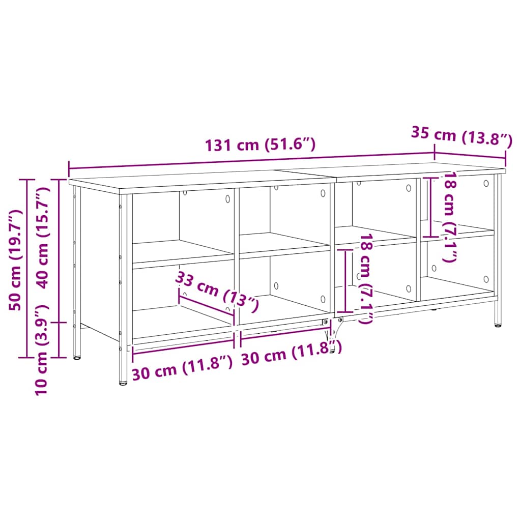 vidaXL Ντουλάπα Παπουτσιών με ράφι Μαύρη Οξυά 131 x 35 x 50 εκ