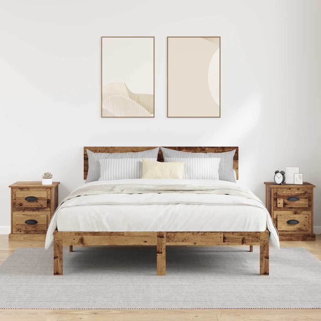 vidaXL Κομοδίνο 2 τεμ. Παλιό ξύλο 39 x 39 x 47.5 εκ Επεξεργασμένο Ξύλο