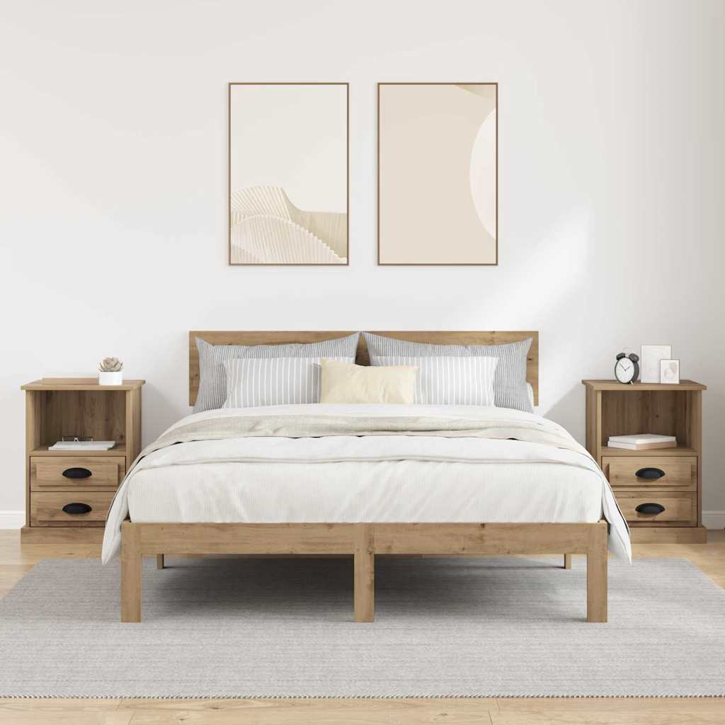 vidaXL Κομοδίνο 2 pcs Artisan Oak 36 x 43 x 60 εκ Επεξεργασμένο ξύλο