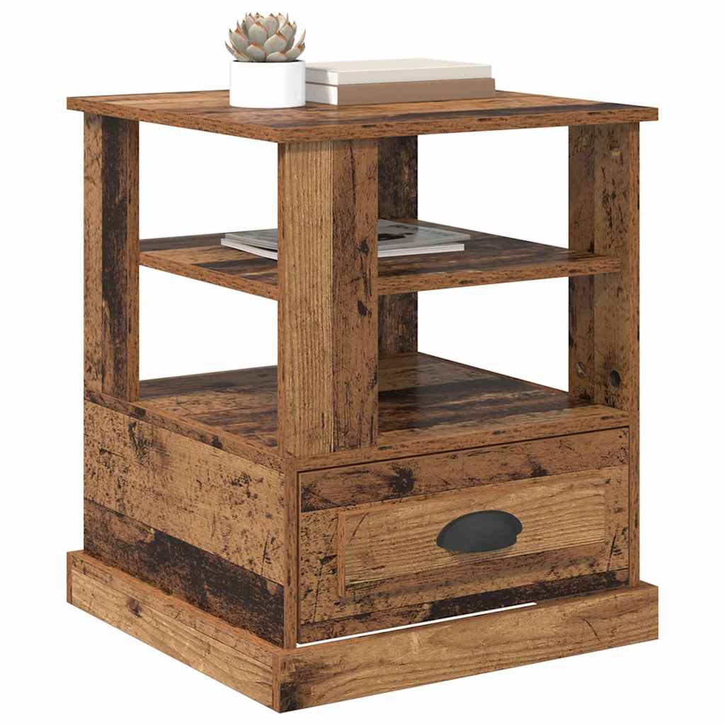vidaXL Κομοδίνο με ράφι Παλιό ξύλο 50 x 50 x 60 cm Επεξεργασμένο ξύλο