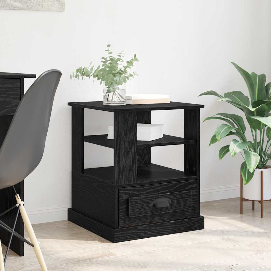 vidaXL Κομοδίνο με ράφι Μαύρη Οξυά 50 x 50 x 60 cm Επεξεργασμένο ξύλο