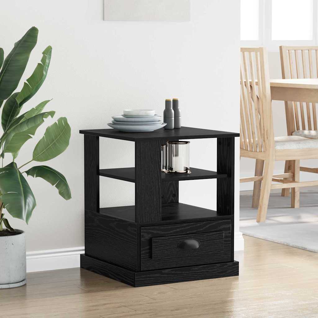 vidaXL Κομοδίνο με ράφι Μαύρη Οξυά 50 x 50 x 60 cm Επεξεργασμένο ξύλο