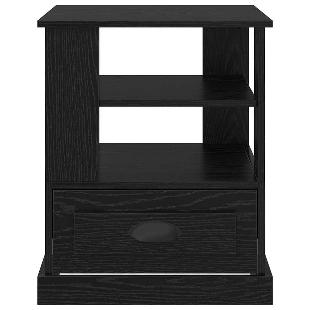 vidaXL Κομοδίνο με ράφι Μαύρη Οξυά 50 x 50 x 60 cm Επεξεργασμένο ξύλο