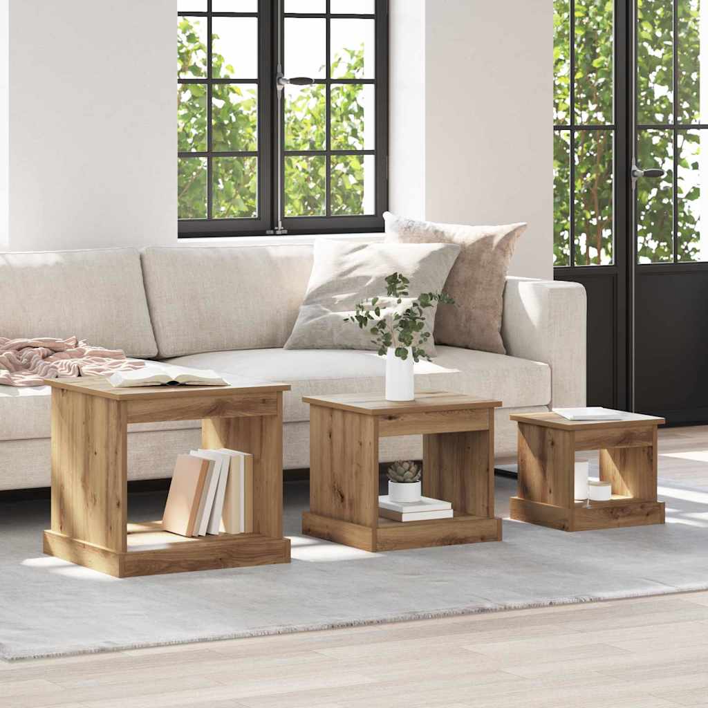 vidaXL Τραπεζάκι σαλονιού 3 pcs Artisan Oak Επεξεργασμένο ξύλο