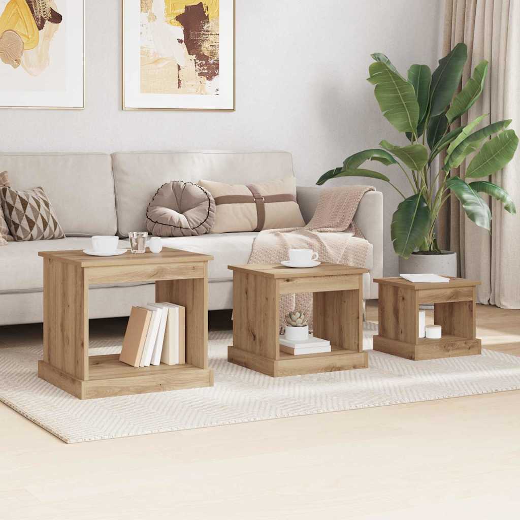 vidaXL Τραπεζάκι σαλονιού 3 pcs Artisan Oak Επεξεργασμένο ξύλο