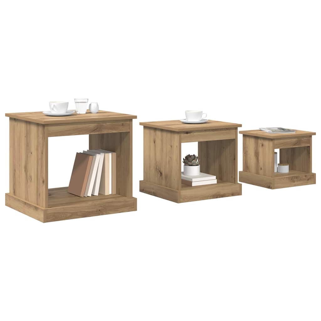 vidaXL Τραπεζάκι σαλονιού 3 pcs Artisan Oak Επεξεργασμένο ξύλο