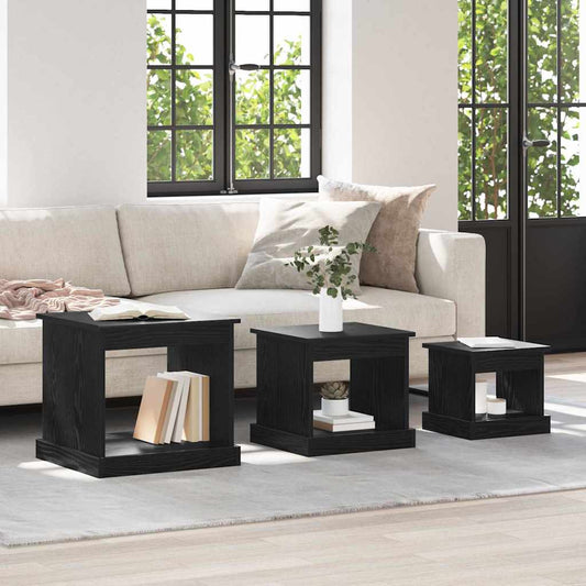 vidaXL Τραπεζάκι σαλονιού 3 pcs Μαύρη Οξυά Επεξεργασμένο ξύλο