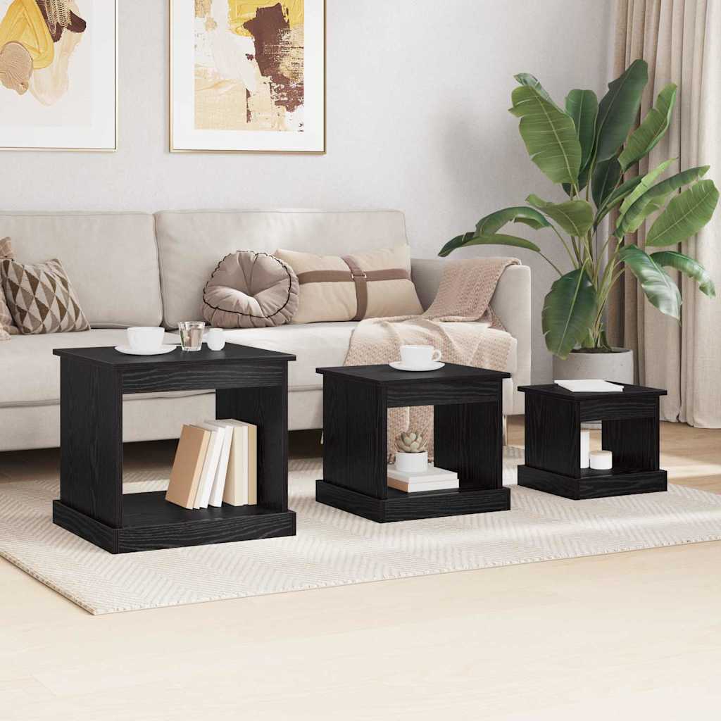 vidaXL Τραπεζάκι σαλονιού 3 pcs Μαύρη Οξυά Επεξεργασμένο ξύλο
