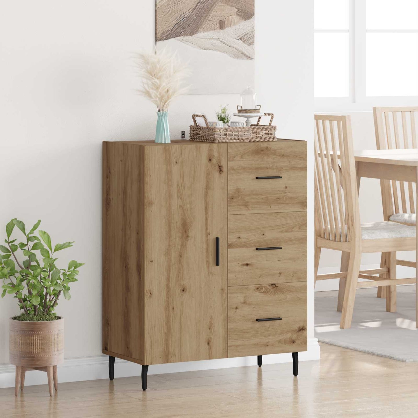 vidaXL Πλαϊνό γραφείο με συρτάρι Artisan Oak 69,5 x 34 x 90 εκ.