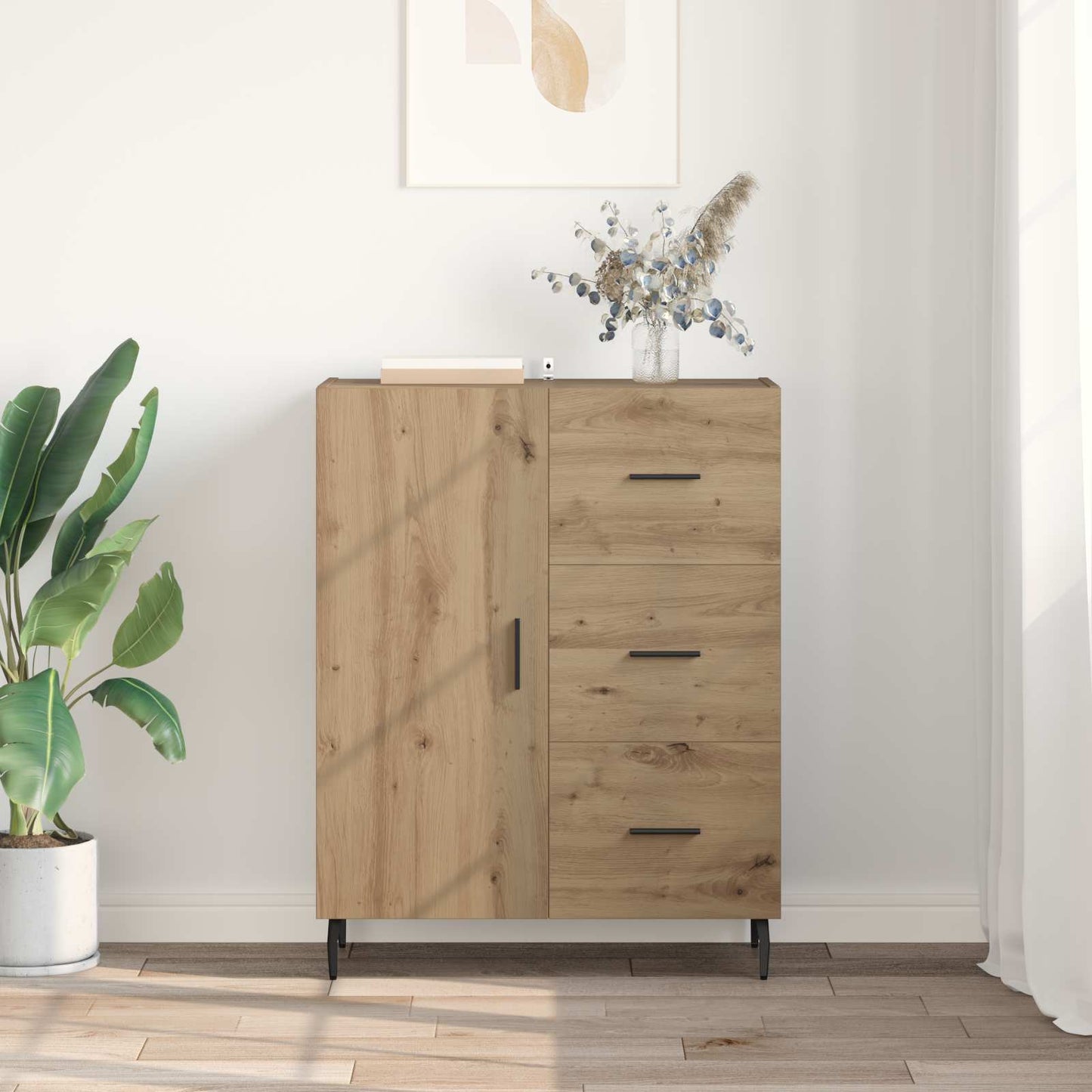 vidaXL Πλαϊνό γραφείο με συρτάρι Artisan Oak 69,5 x 34 x 90 εκ.