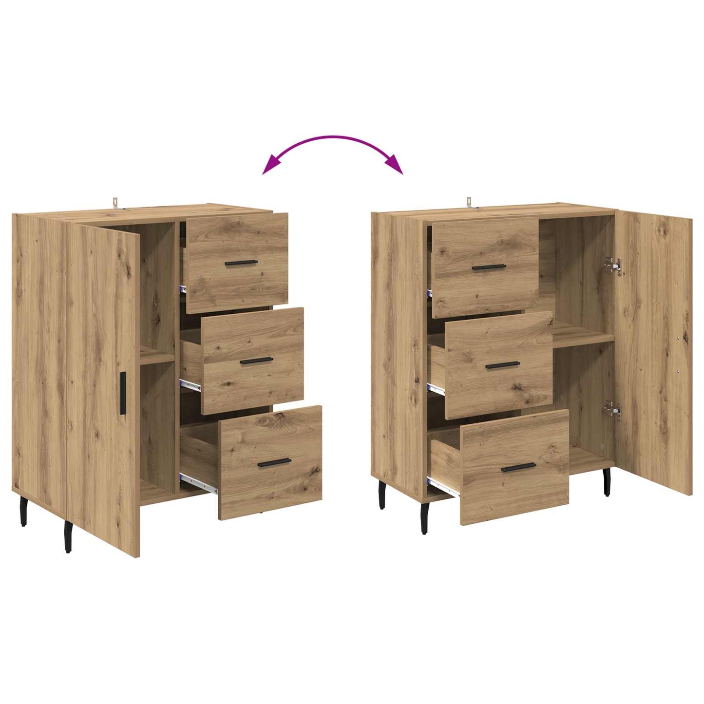 vidaXL Πλαϊνό γραφείο με συρτάρι Artisan Oak 69,5 x 34 x 90 εκ.