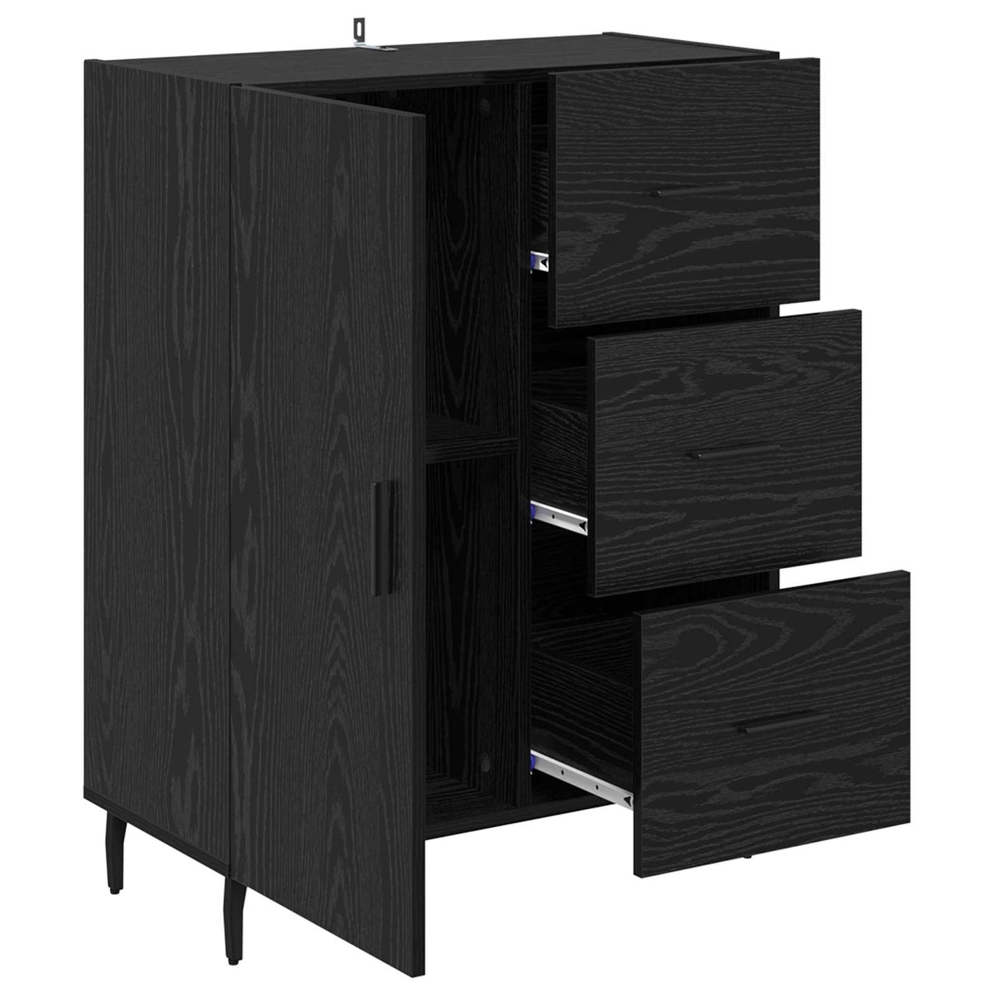 vidaXL Πλαϊνό γραφείο με συρτάρι Μαύρη Οξυά 69,5 x 34 x 90 εκ.