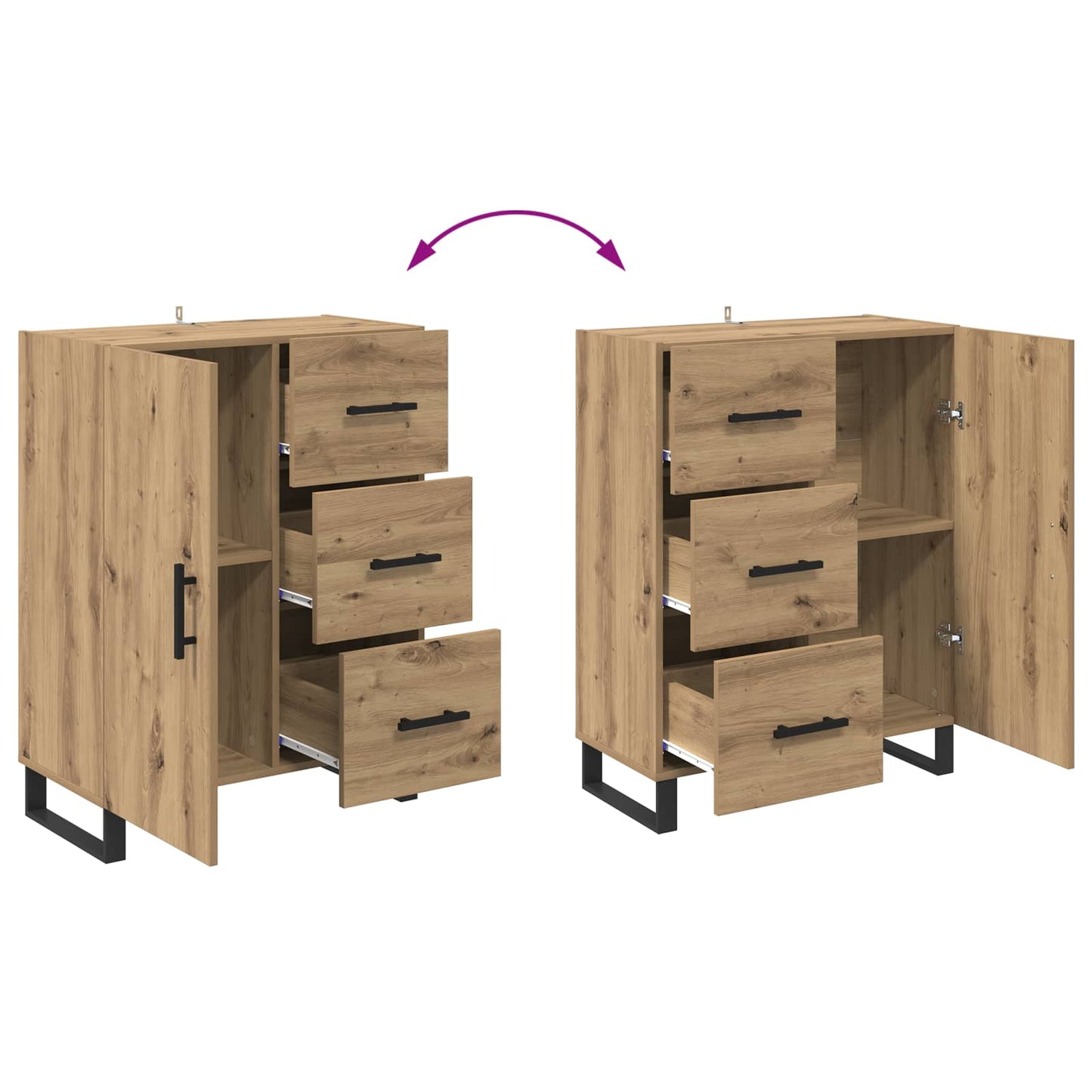 vidaXL Πλαϊνό γραφείο με συρτάρι Artisan Oak 69,5 x 34 x 90 εκ.