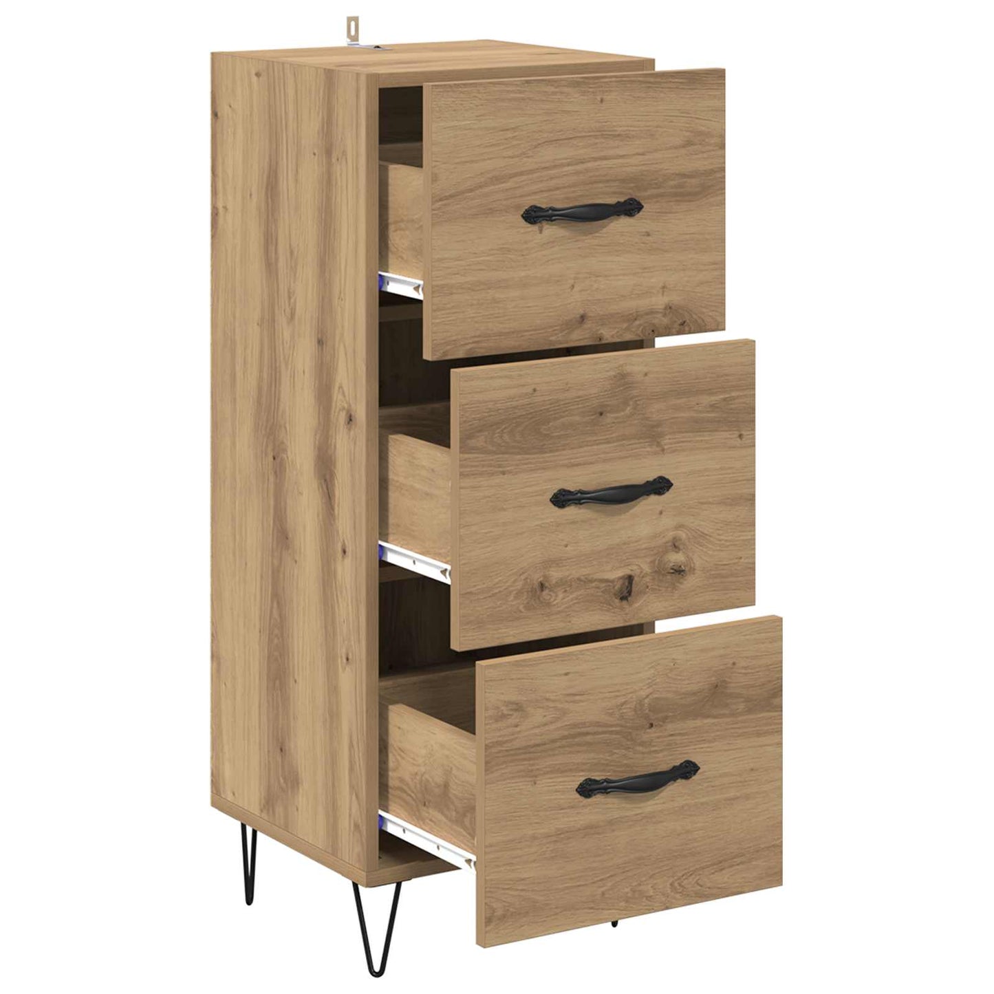 vidaXL Πλαϊνό γραφείο με συρτάρι artisan δρυς 34 x 34.5 x 90 εκ
