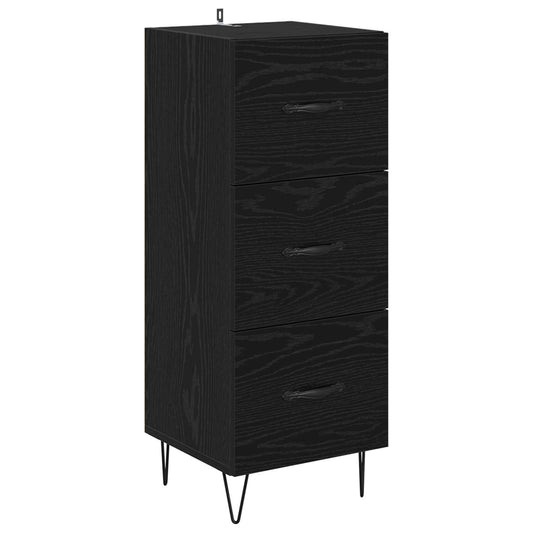 vidaXL Πλαϊνό γραφείο Μαύρη δρυς 34 x 34.5 x 90 εκ Επεξεργασμένο ξύλο