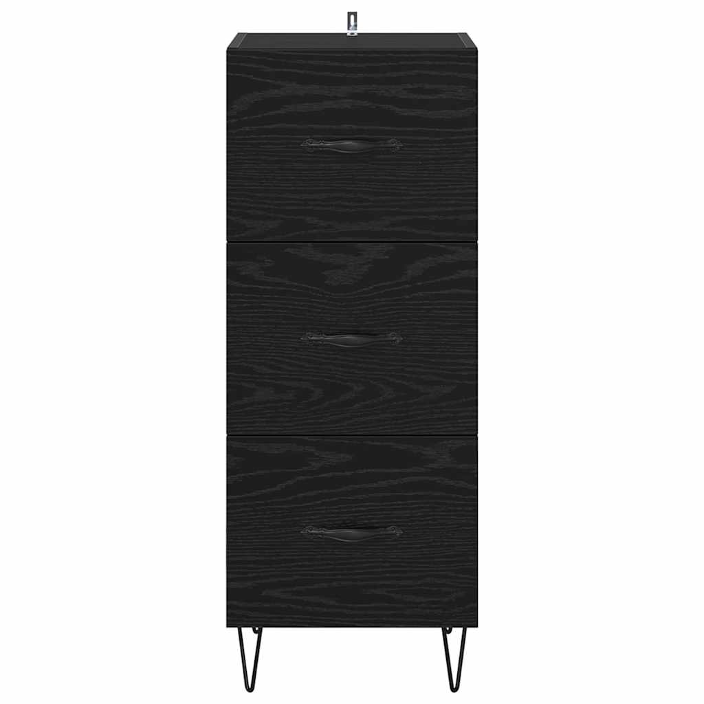 vidaXL Πλαϊνό γραφείο Μαύρη δρυς 34 x 34.5 x 90 εκ Επεξεργασμένο ξύλο