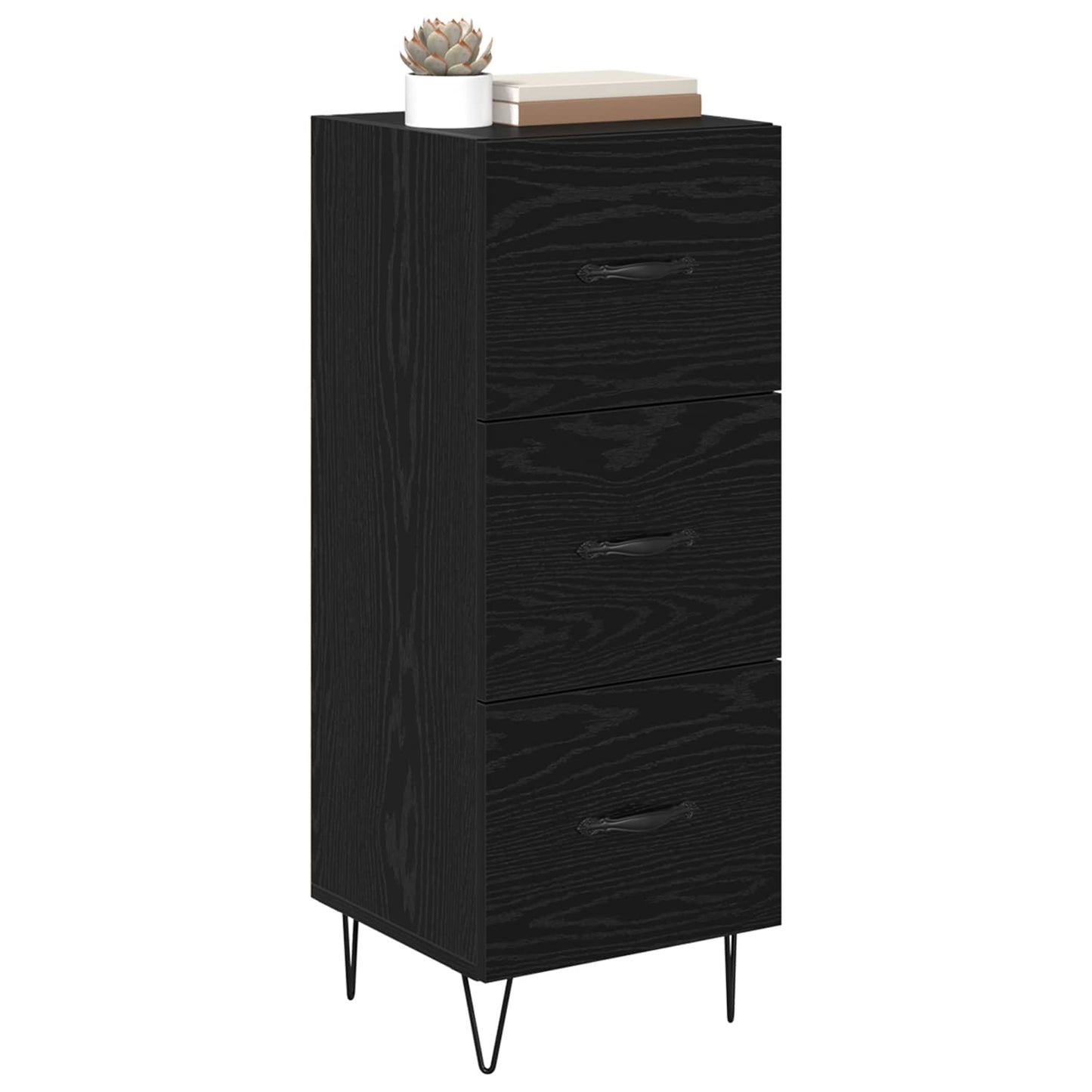 vidaXL Πλαϊνό γραφείο Μαύρη δρυς 34 x 34.5 x 90 εκ Επεξεργασμένο ξύλο