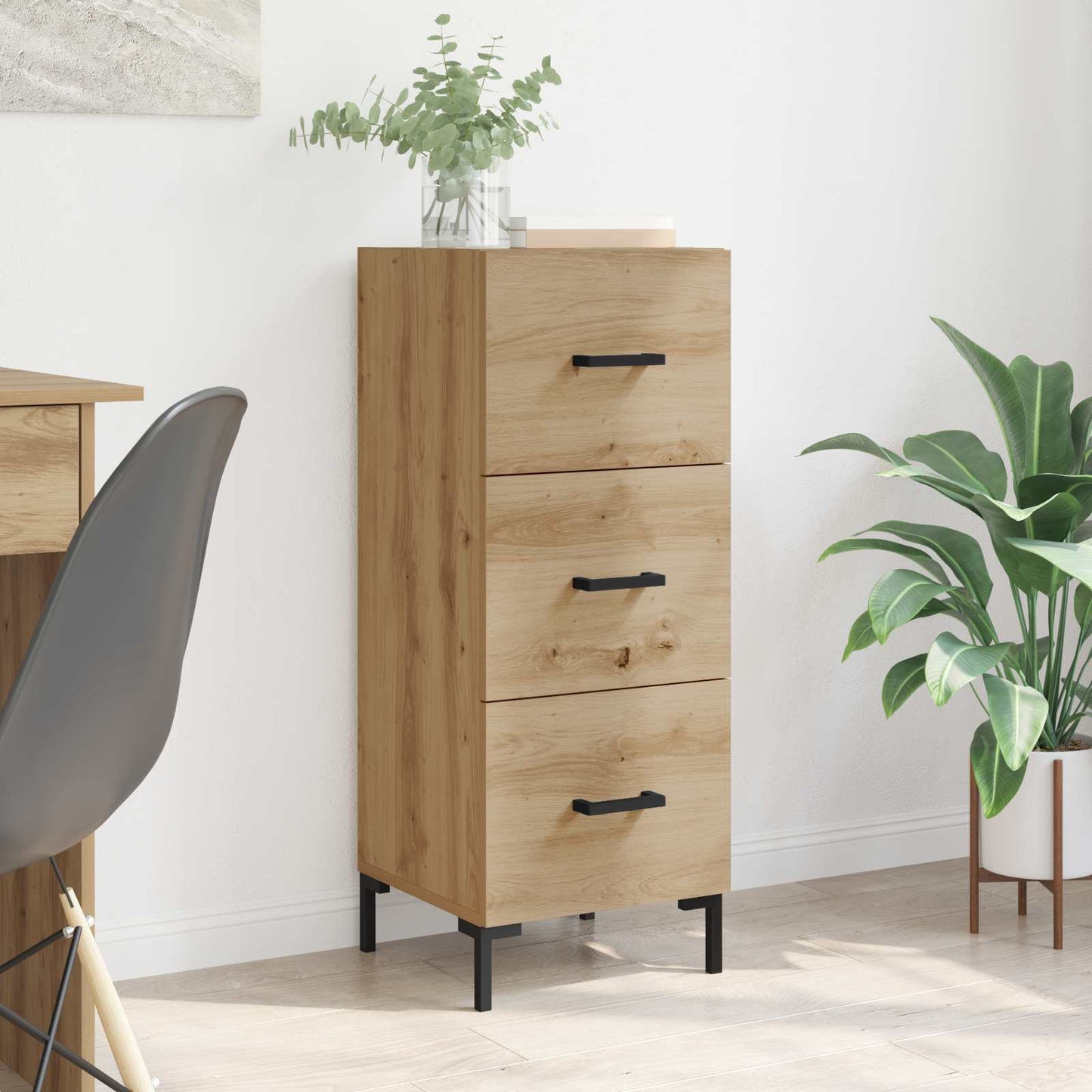 vidaXL Πλαϊνό γραφείο με συρτάρι Artisan Oak 34,5 x 34 x 90 εκ.