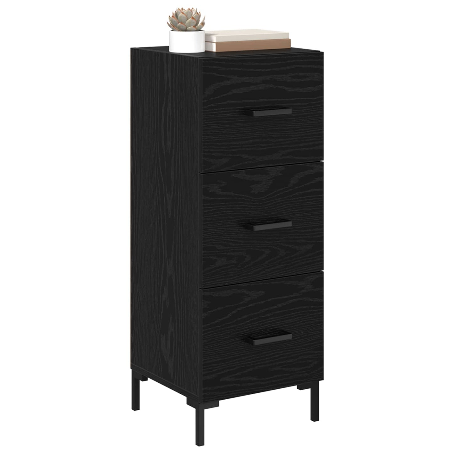 vidaXL Πλαϊνό γραφείο Μαύρη Οξυά 34,5 x 34 x 90 εκ. Επεξεργασμένο ξύλο