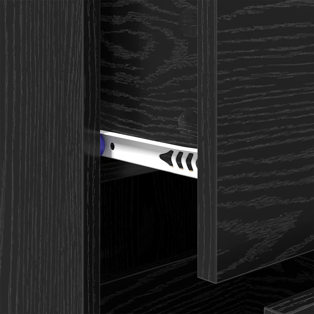 vidaXL Πλαϊνό γραφείο με συρτάρι Μαύρη Οξυά 34,5 x 34 x 90 εκ.