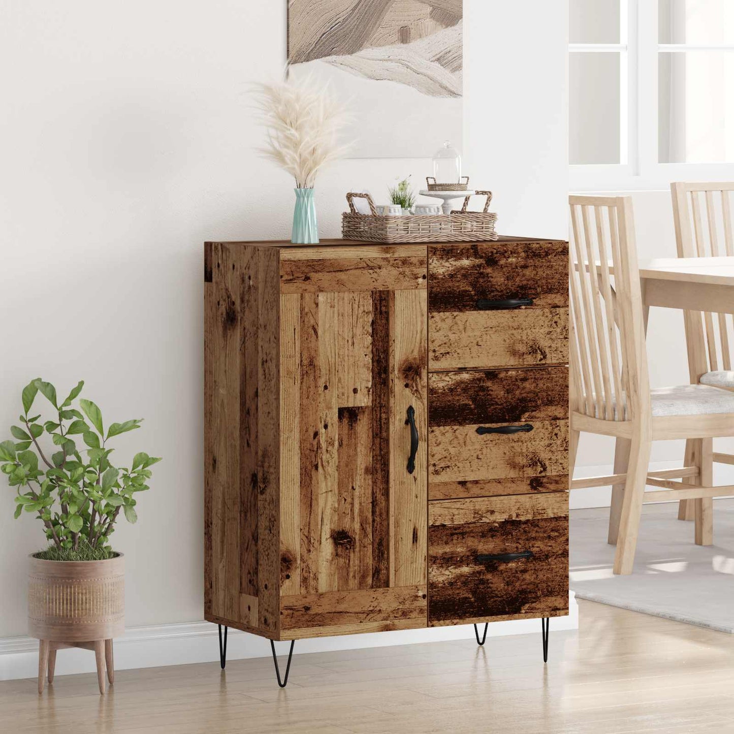 vidaXL Πλαϊνό γραφείο με συρτάρι Παλιό ξύλο 69,5 x 34 x 90 εκ.