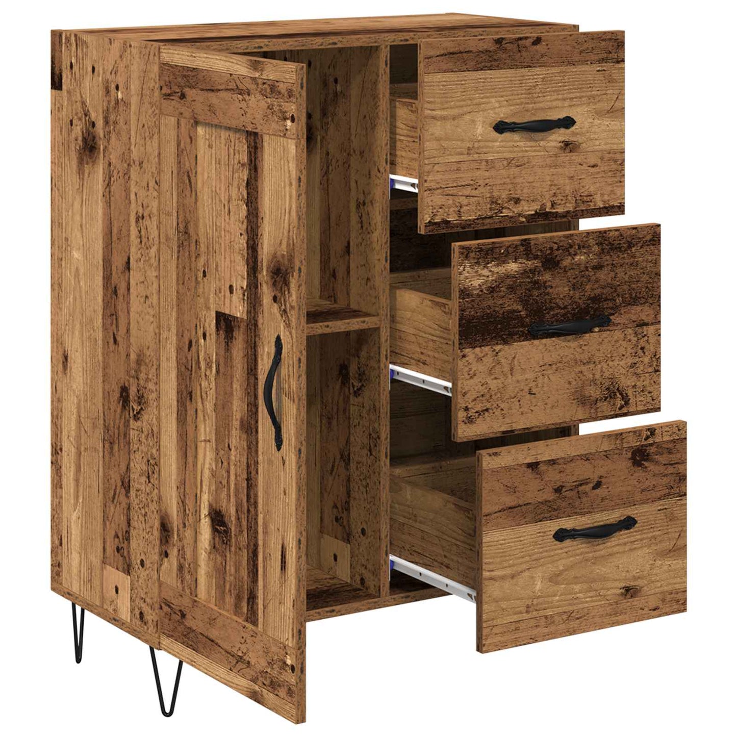 vidaXL Πλαϊνό γραφείο με συρτάρι Παλιό ξύλο 69,5 x 34 x 90 εκ.