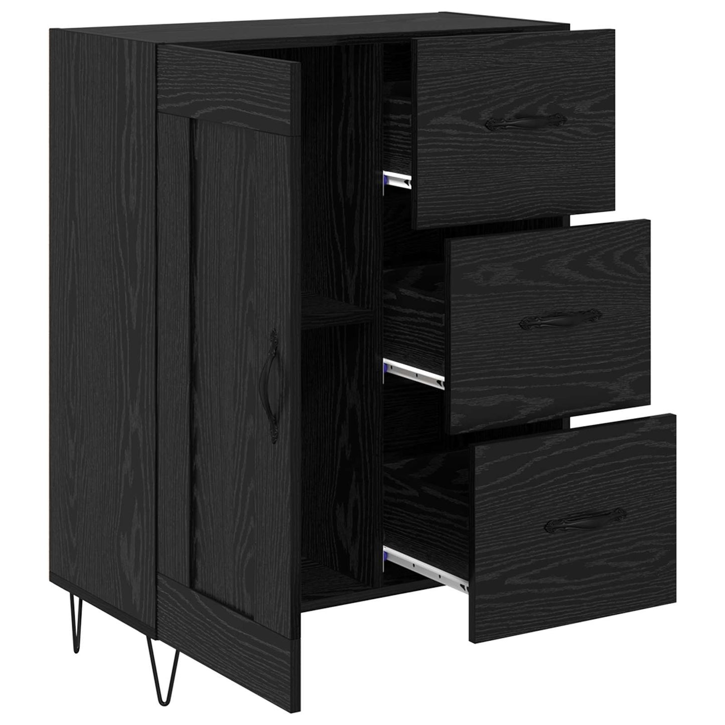 vidaXL Πλαϊνό γραφείο με συρτάρι Μαύρη Δρυς 69,5 x 34 x 90 εκ.