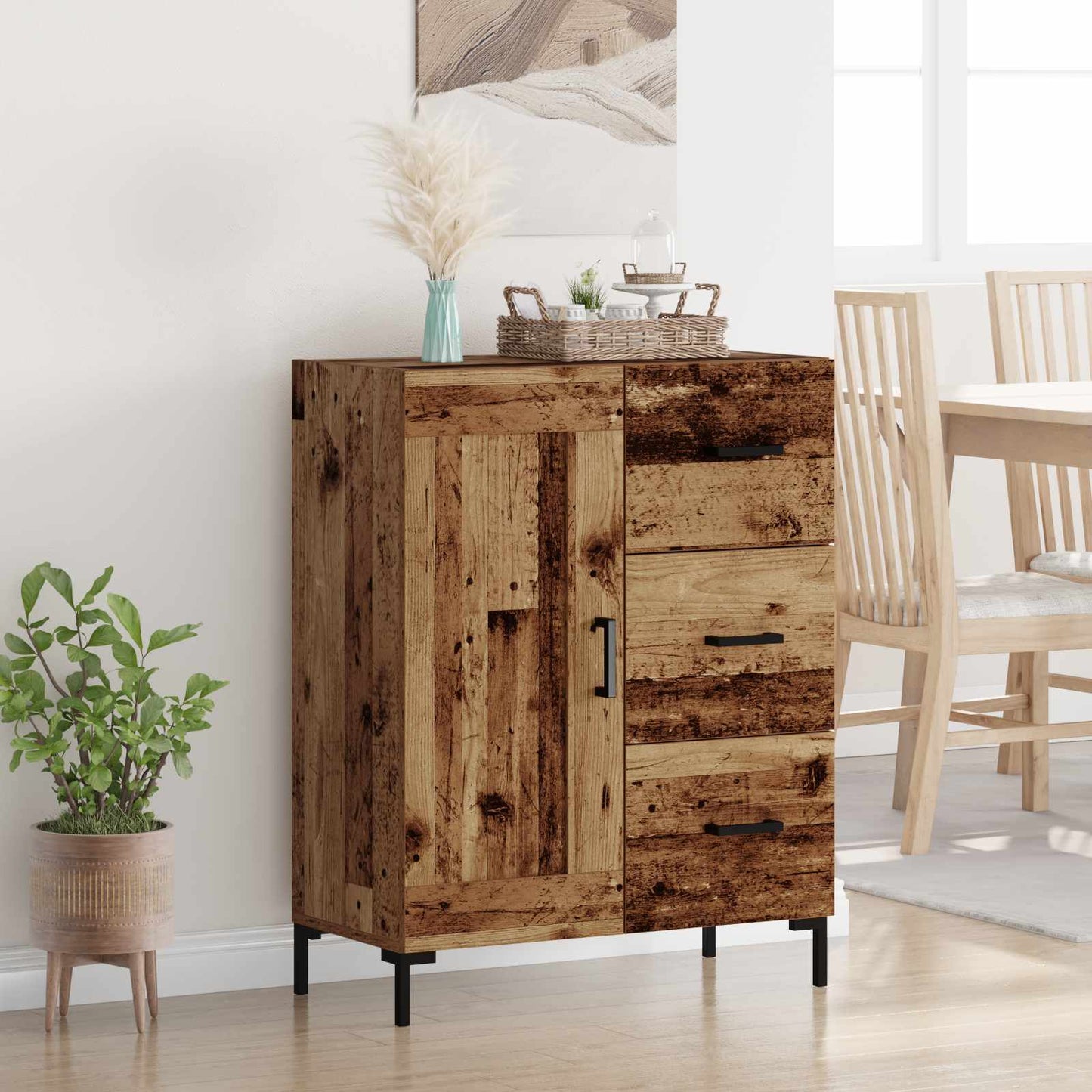 vidaXL Πλαϊνό γραφείο με συρτάρι Παλαιό ξύλο 69.5 x 34 x 90 εκ.