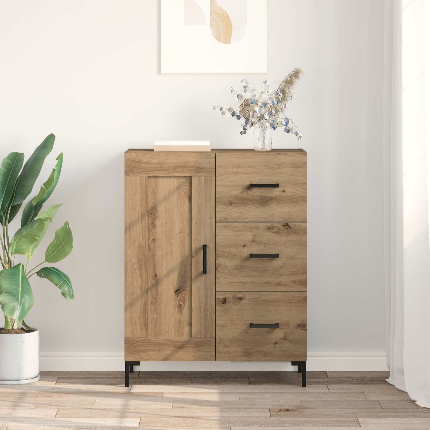 vidaXL Πλαϊνό γραφείο με συρτάρι artisan δρυς 69.5 x 34 x 90 εκ.