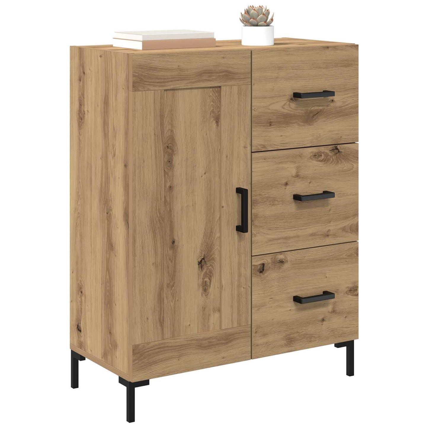 vidaXL Πλαϊνό γραφείο με συρτάρι artisan δρυς 69.5 x 34 x 90 εκ.