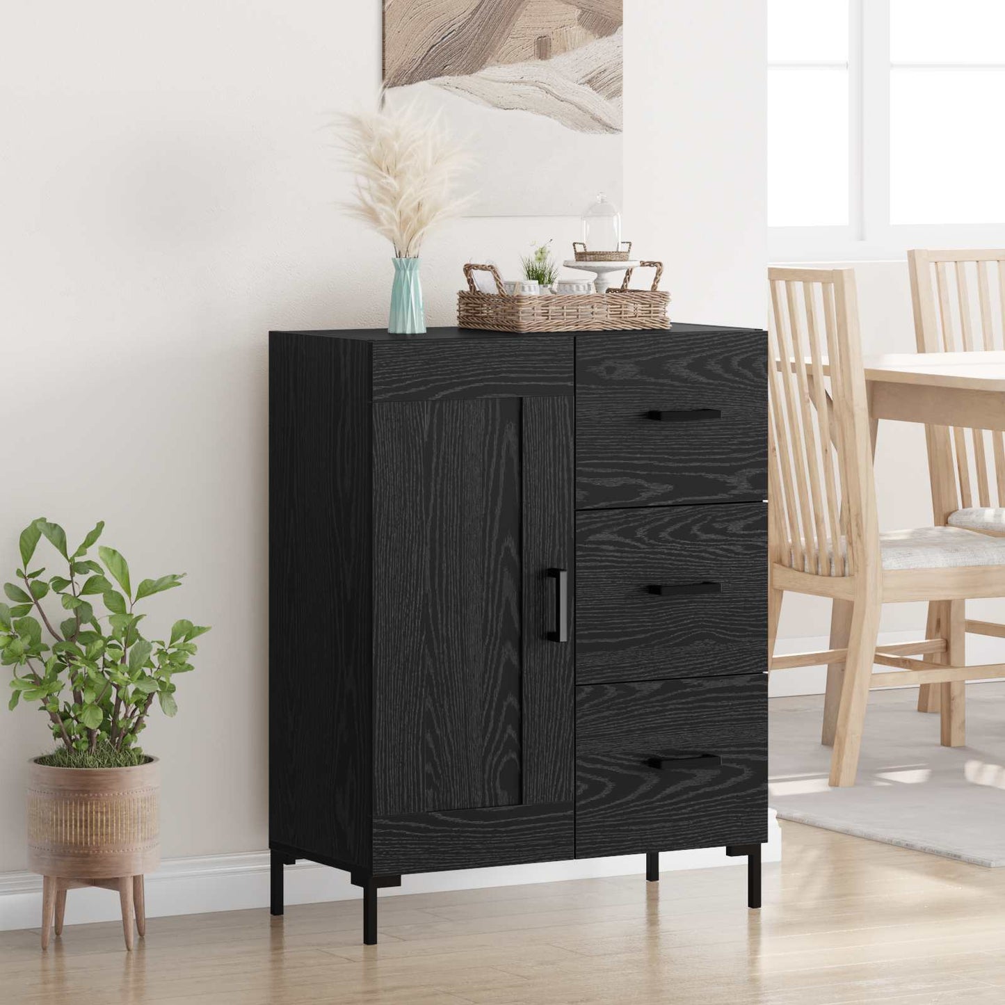 vidaXL Πλαϊνό γραφείο Μαύρη δρυς 69.5 x 34 x 90 εκ. Επεξεργασμένο ξύλο