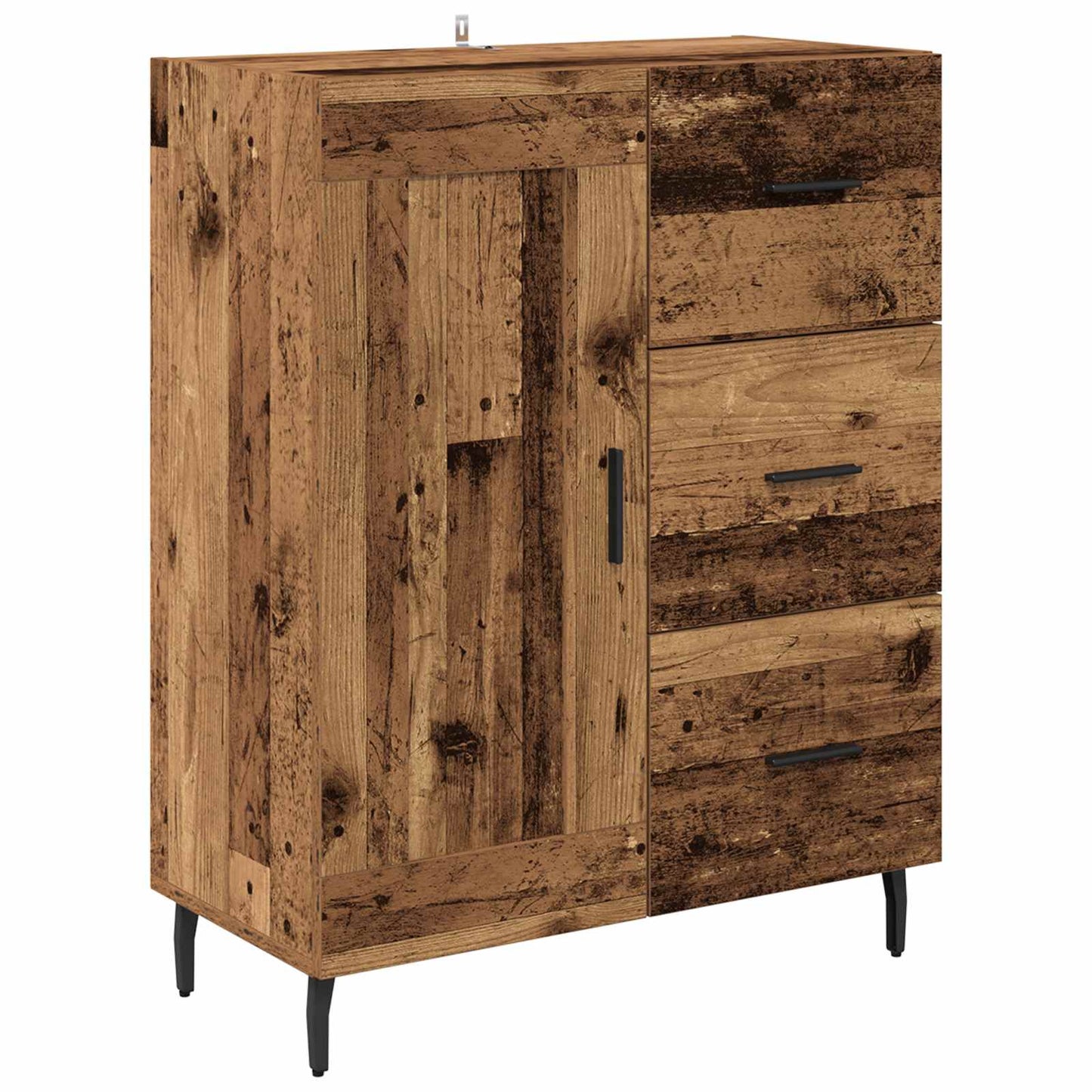 vidaXL Πλαϊνό γραφείο με συρτάρι Παλιό Ξύλο 69,5 x 34 x 90 εκ.