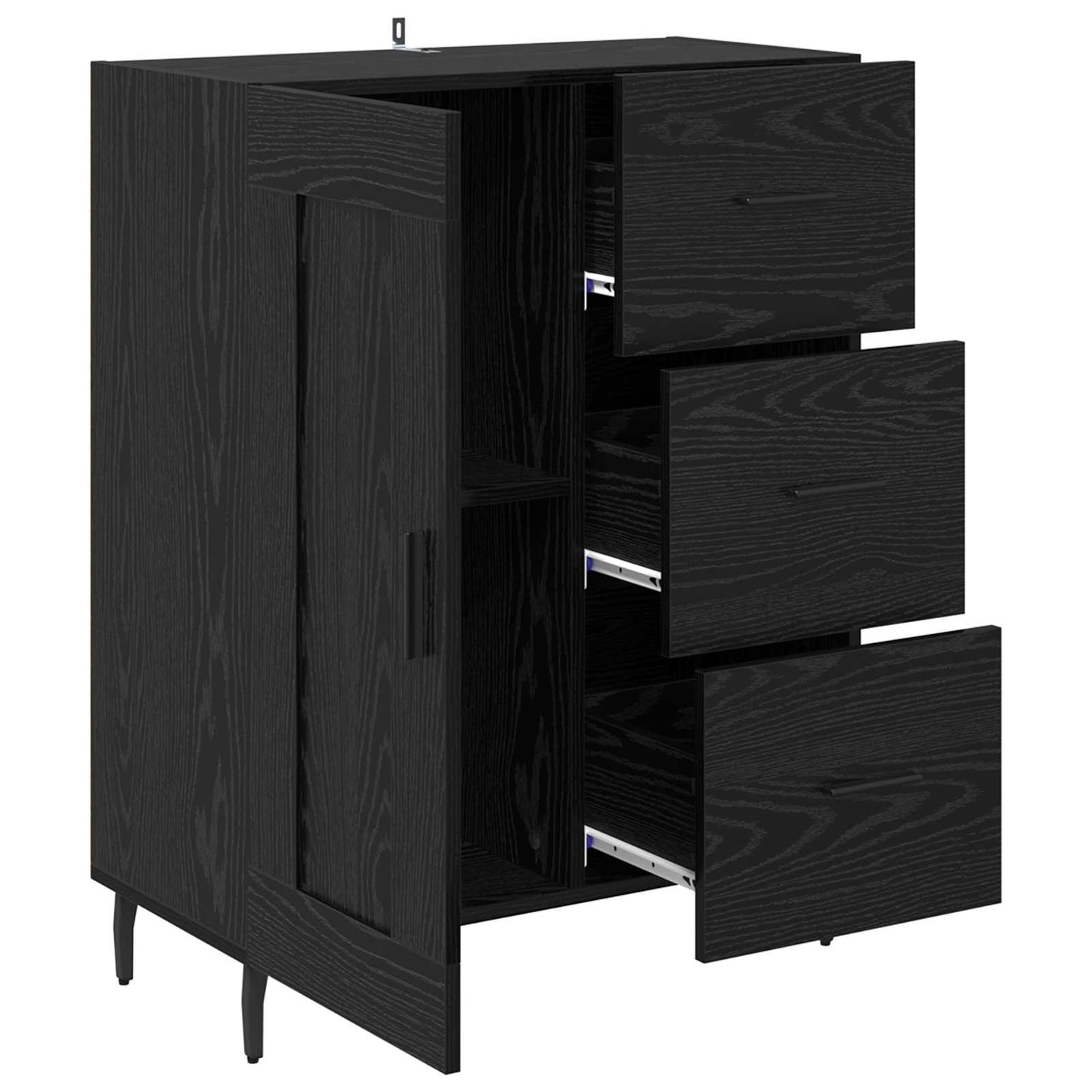 vidaXL Πλαϊνό γραφείο με συρτάρι Μαύρη Οξυά 69,5 x 34 x 90 εκ.