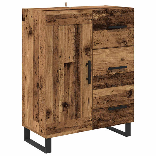 vidaXL Πλαϊνό γραφείο με συρτάρι Παλιό Ξύλο 69,5 x 34 x 90 εκ.