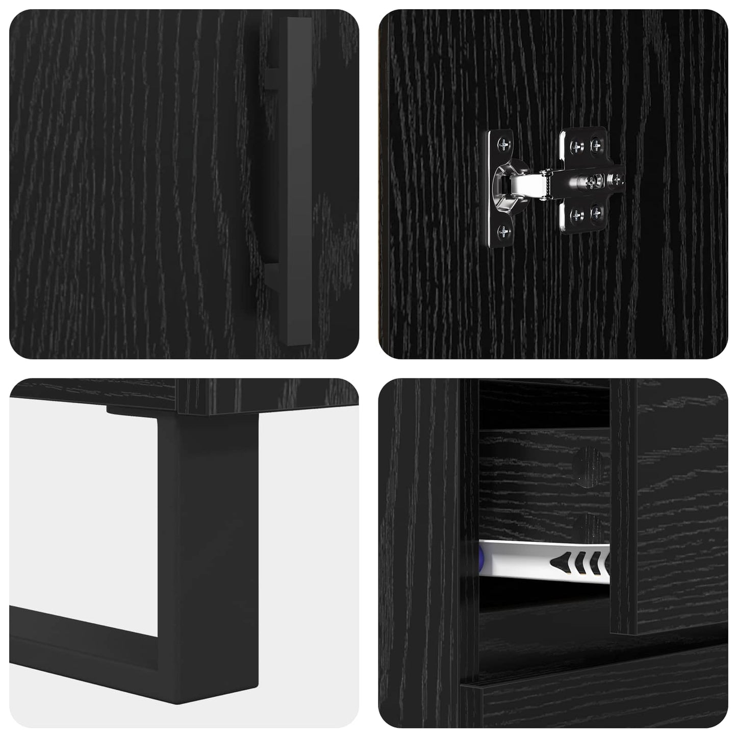 vidaXL Πλαϊνό γραφείο με συρτάρι Μαύρη Οξυά 69,5 x 34 x 90 εκ.
