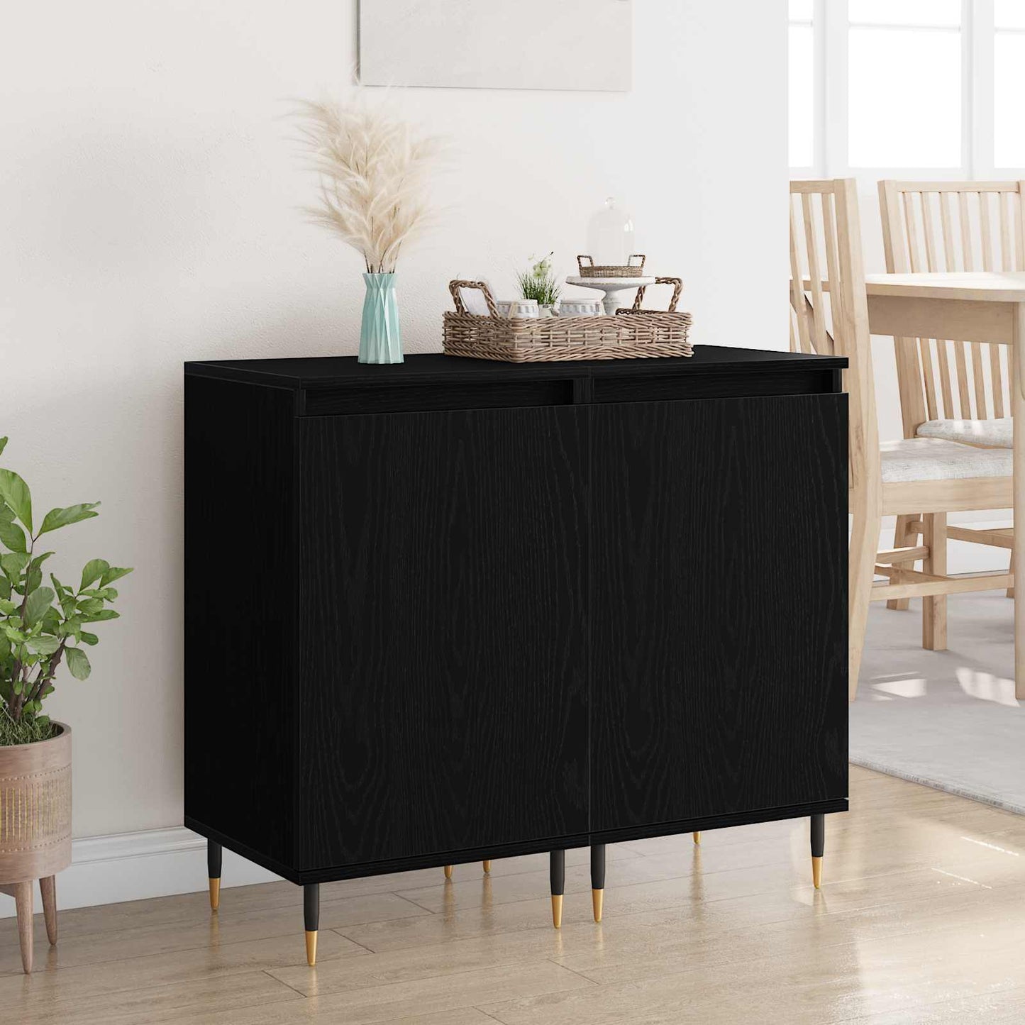 vidaXL Πλαϊνό γραφείο 2 pcs Μαύρη Οξυά 40 x 35 x 70 εκ.