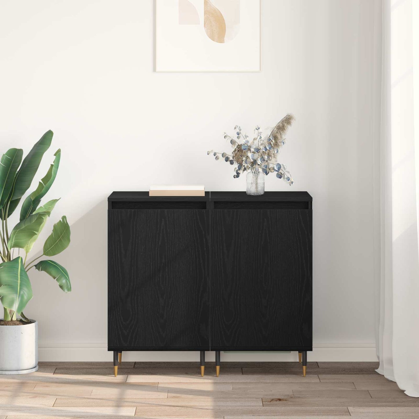 vidaXL Πλαϊνό γραφείο 2 pcs Μαύρη Οξυά 40 x 35 x 70 εκ.