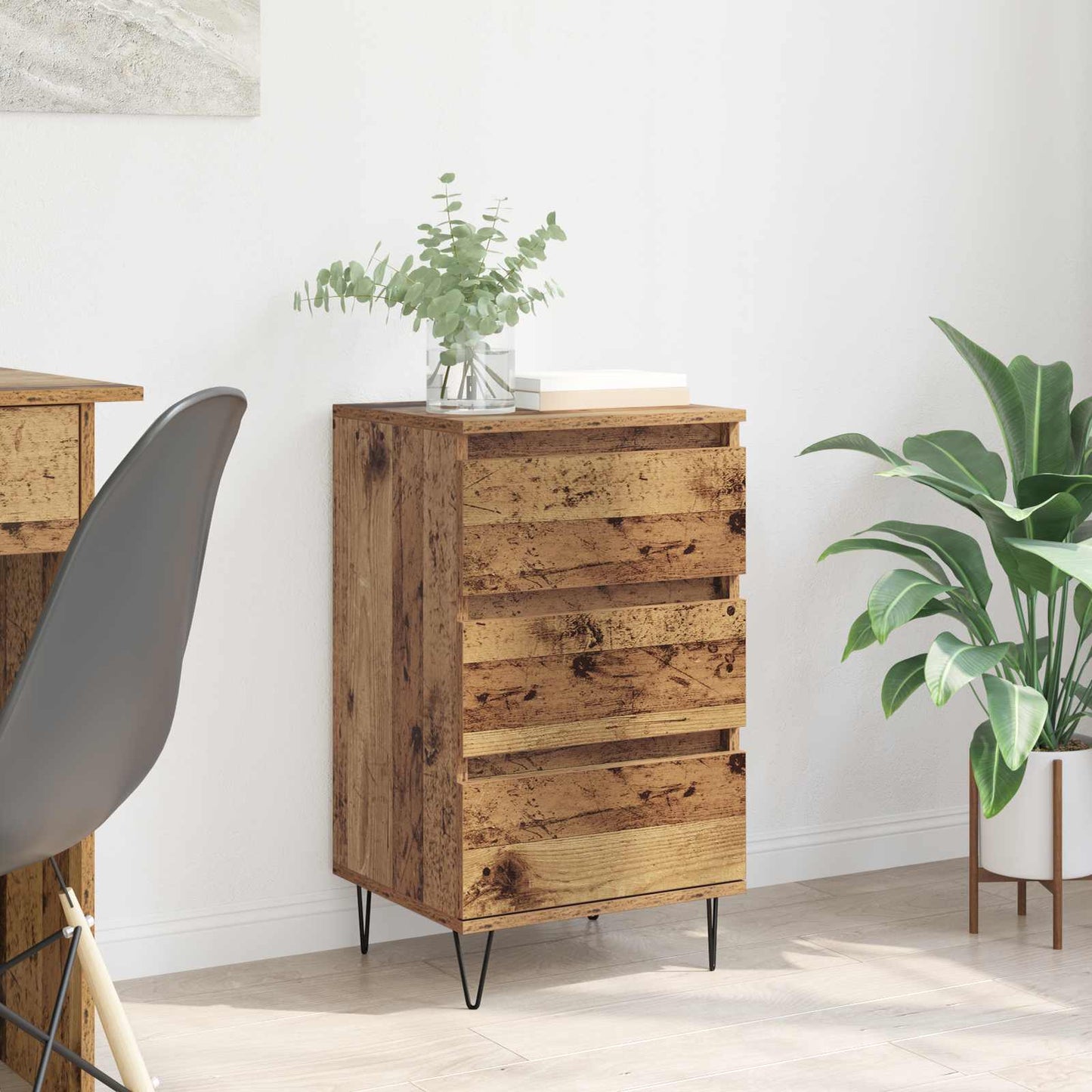 vidaXL Πλαϊνό γραφείο με συρτάρι Παλιό Ξύλο 40 x 35 x 70 εκ.