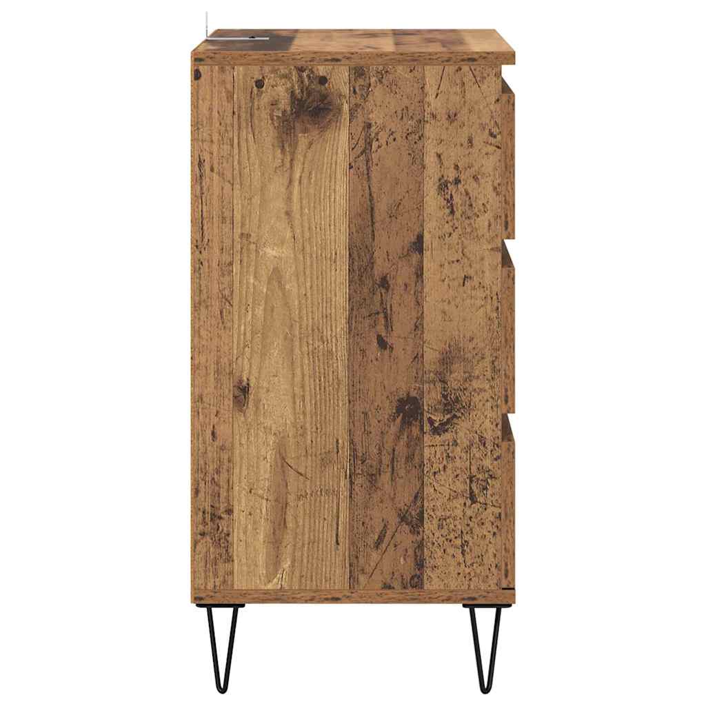 vidaXL Πλαϊνό γραφείο με συρτάρι Παλιό Ξύλο 40 x 35 x 70 εκ.