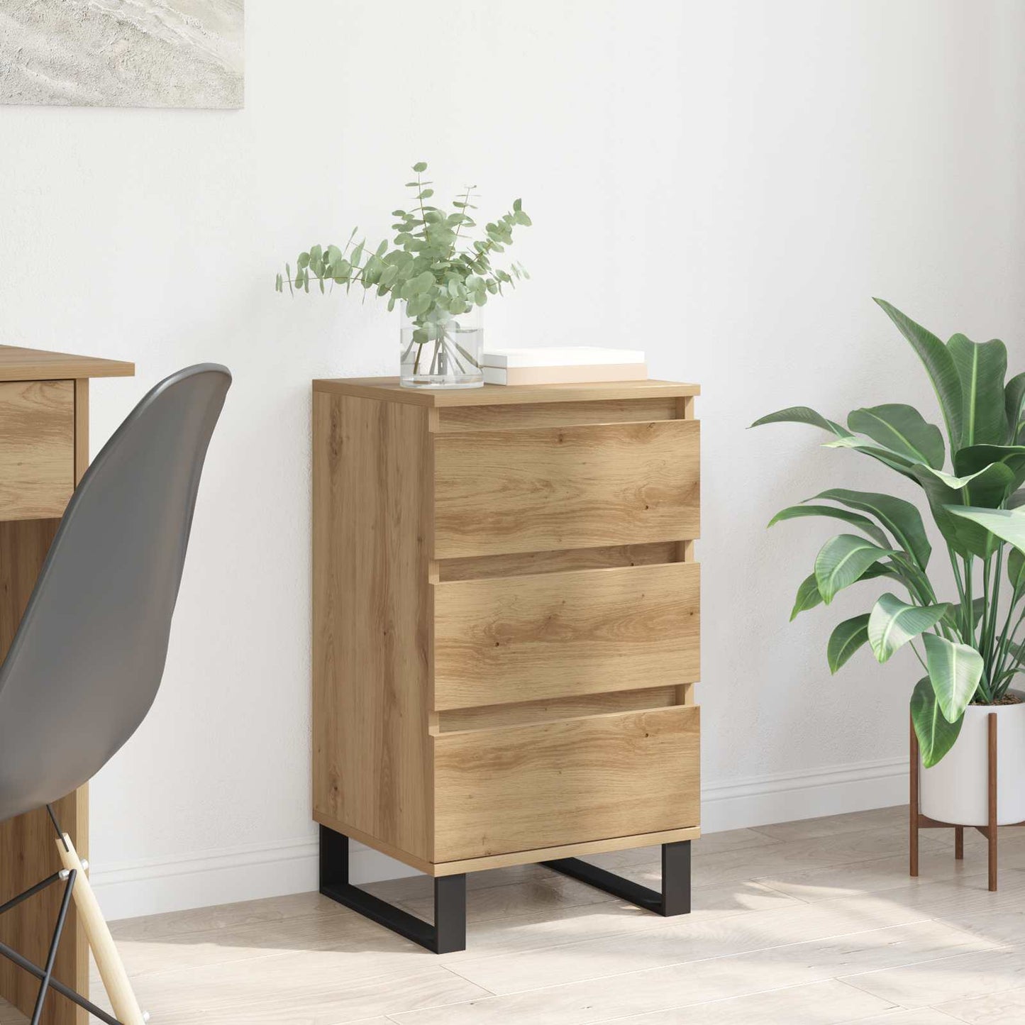 vidaXL Πλαϊνό γραφείο με συρτάρι artisan δρυς Επεξεργασμένο ξύλο
